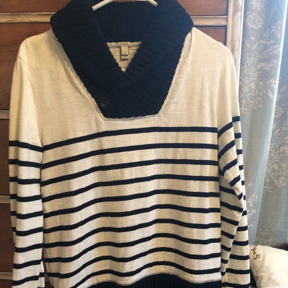 J. Crew small navy and cream striped sweater